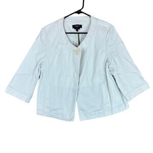 Talbots Womens Jacket Ivory Blazer 3/4 Wide Sleeve Open Front Button 14
